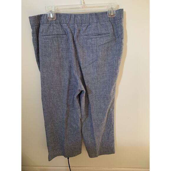 Lands End Womens Size 12P Pull-On Pants Mid Rise Wide Leg Linen Blend Blue - Picture 4 of 10